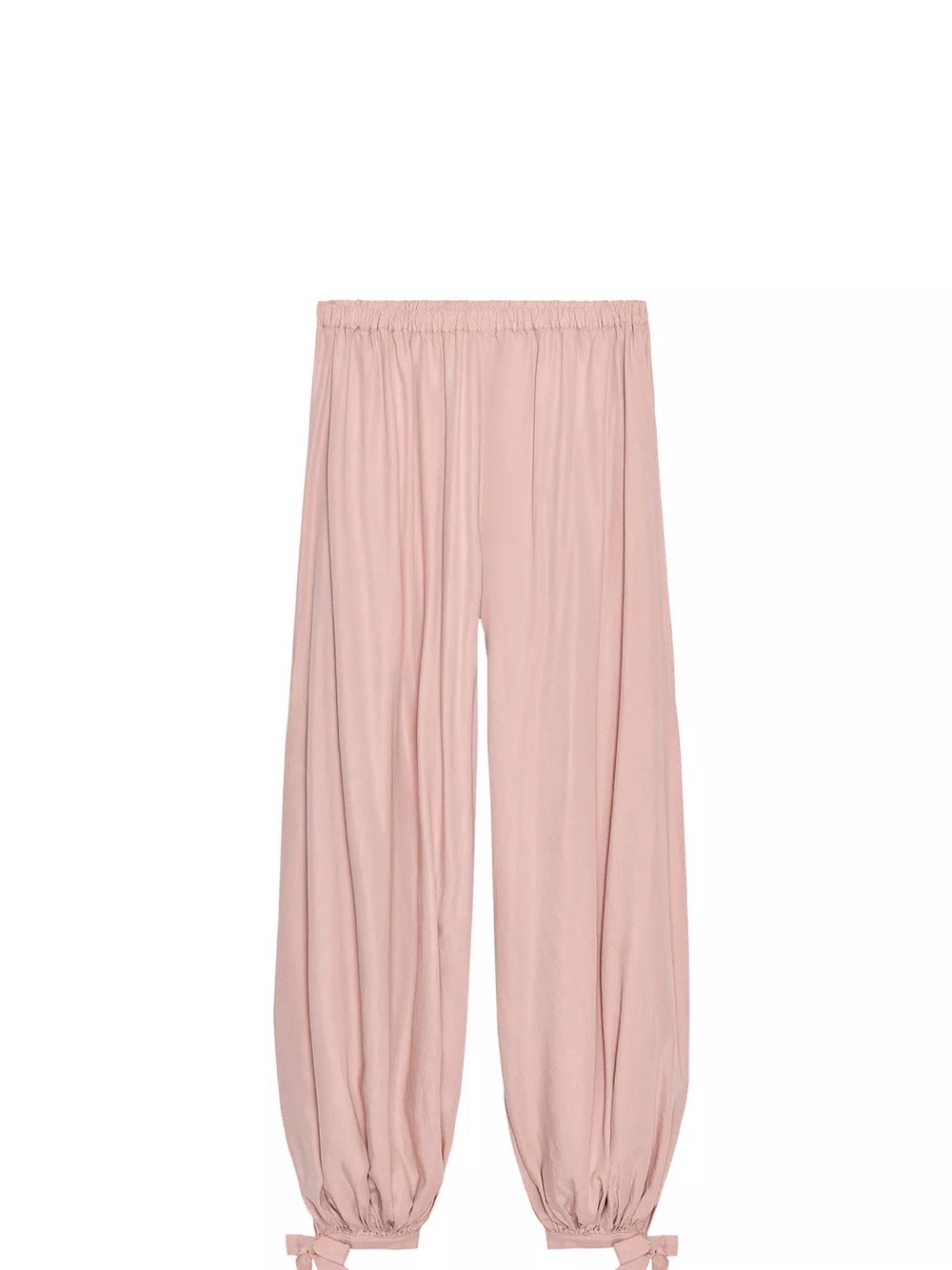 Zara Dusty Silky Pink Wide-Leg Pants with Tied Ankles